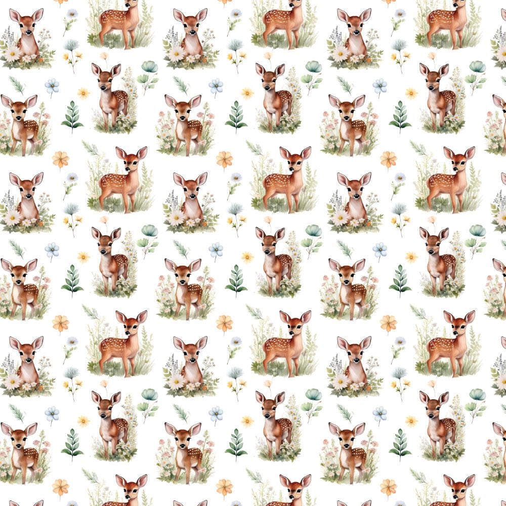 3 Metre pre cut length - 80/20 Polycotton &ndash; [DESIGN 59 Meadow fawn] &ndash; 112cm Wide