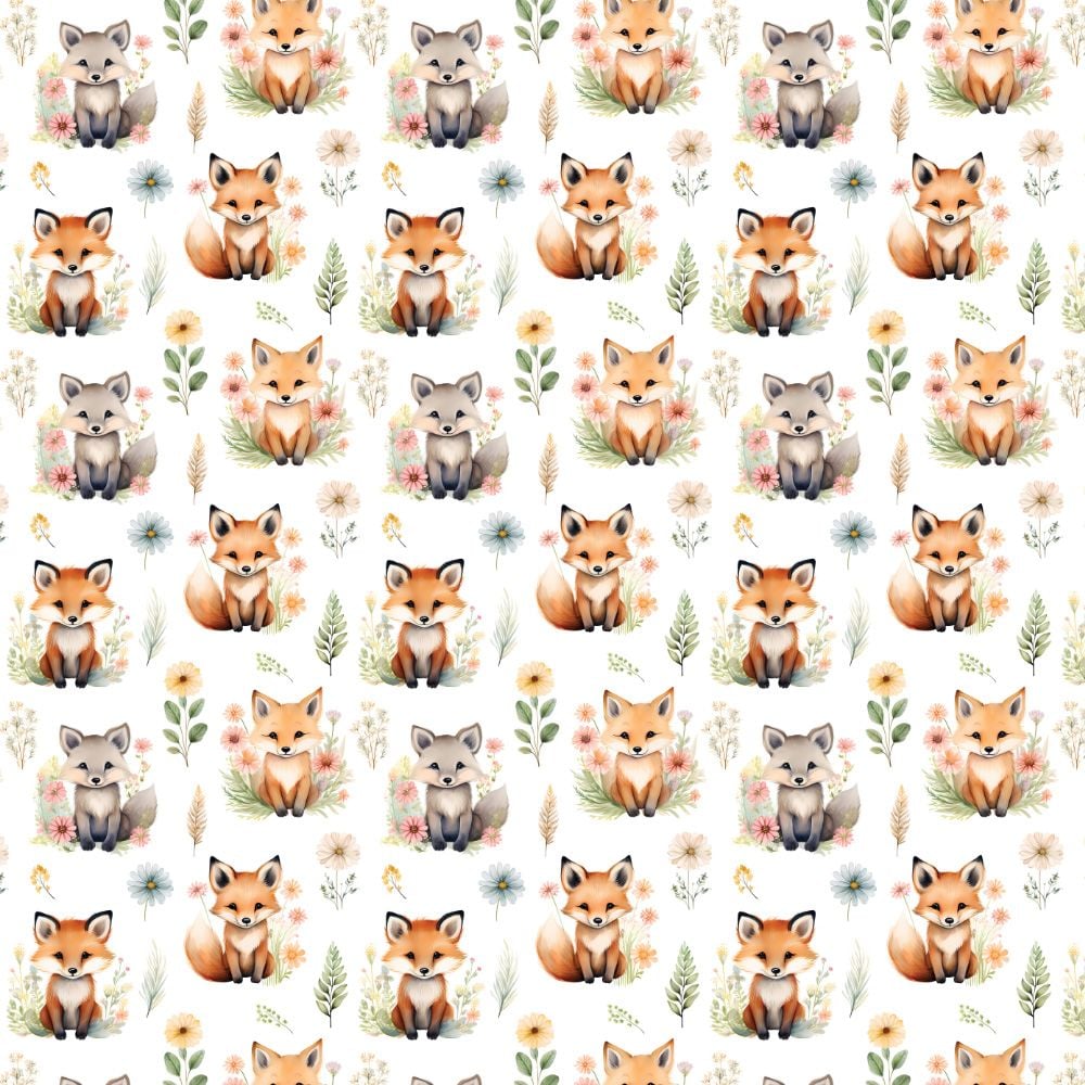 3 Metre pre cut length - 80/20 Polycotton &ndash; [DESIGN 60 Meadow fox] &ndash; 112cm Wide