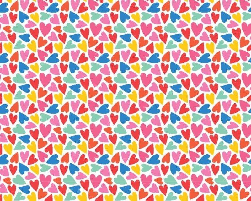 3 Metre pre cut length - 80/20 Polycotton &ndash; [DESIGN 65 Scattered hearts] &ndash; 112cm Wide