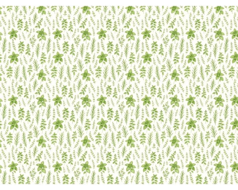 3 Metre pre cut length - 80/20 Polycotton &ndash; [DESIGN 77 sprigs leaves] &ndash; 112cm Wide