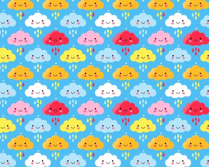 3 Metre pre cut length - 80/20 Polycotton &ndash; [DESIGN 83 Nursery clouds] &ndash; 112cm Wide