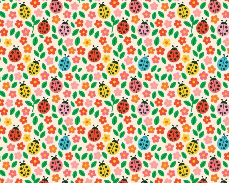 3 Metre pre cut length - 80/20 Polycotton &ndash; [DESIGN 86 Nursery ladybirds] &ndash; 112cm Wide