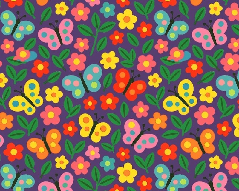 3 Metre pre cut length - 80/20 Polycotton &ndash; [DESIGN 90 Nursery butterflies] &ndash; 112cm Wide