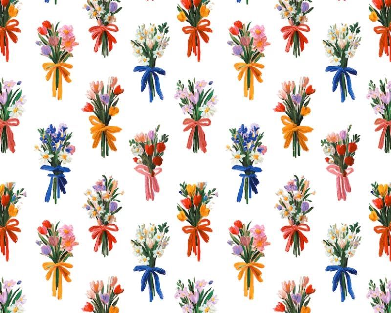 3 Metre pre cut length - 80/20 Polycotton &ndash; [DESIGN 91 Bunch of flowers] &ndash; 112cm Wide
