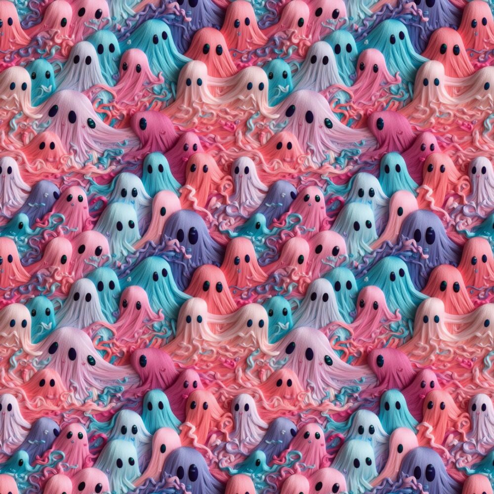 3m Pre-Cut 100% Cotton Fabric &ndash; [3D effect ghosts] &ndash; 140cm Wide