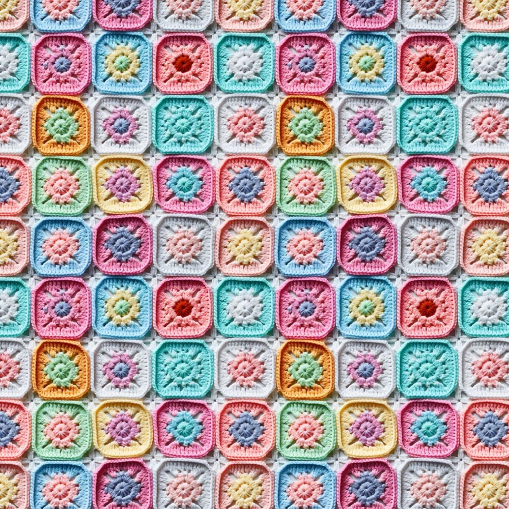 3m Pre-Cut 100% Cotton Fabric &ndash; [3D effect square crochet] &ndash; 140cm Wide