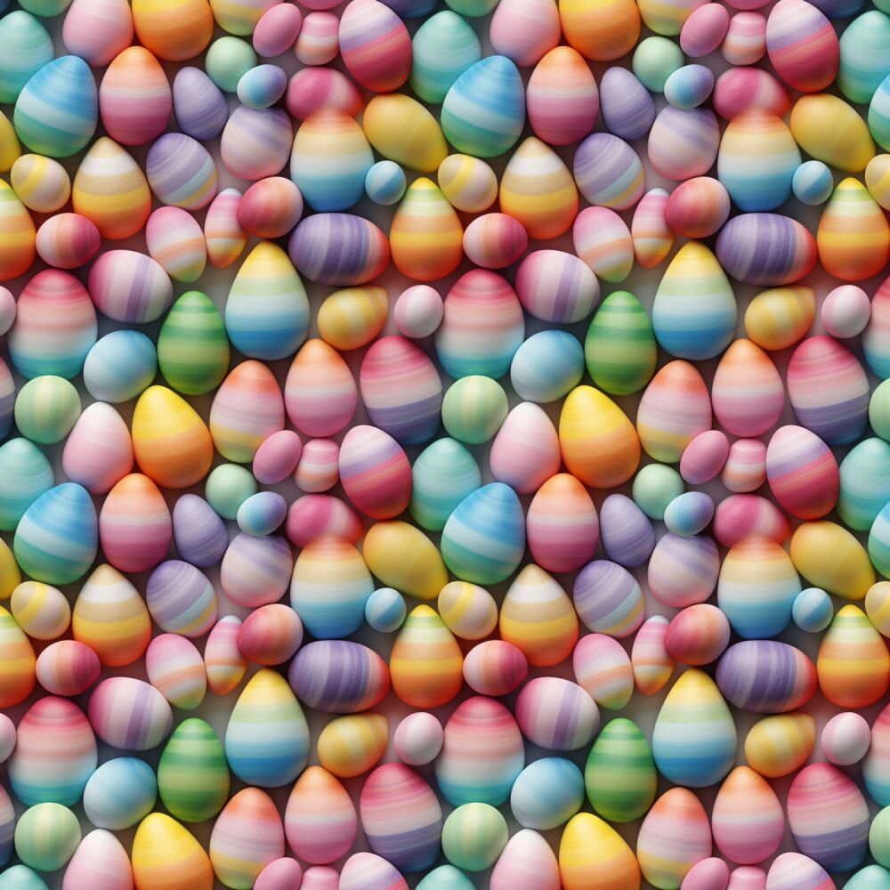3m Pre-Cut 100% Cotton Fabric &ndash; [3D effect painted eggs] &ndash; 140cm Wide