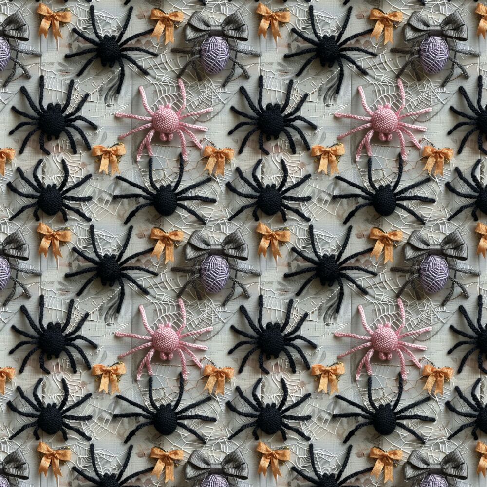 3m Pre-Cut 100% Cotton Fabric &ndash; [3D effect spiders] &ndash; 140cm Wide