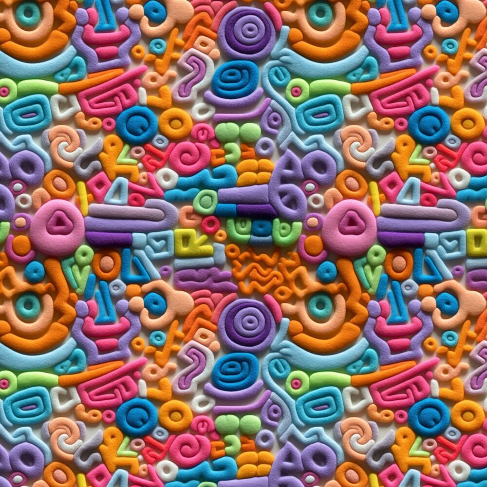 3m Pre-Cut 100% Cotton Fabric &ndash; [3D effect wriggles] &ndash; 140cm Wide