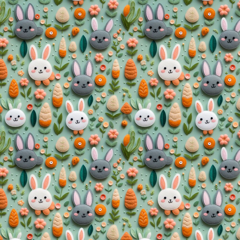 3m Pre-Cut 100% Cotton Fabric &ndash; [3D effect Easter bunnies] &ndash; 140cm Wide