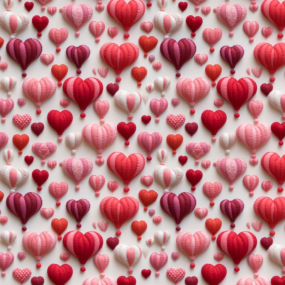 3m Pre-Cut 100% Cotton Fabric &ndash; [3D effect Heart hot air balloons] &ndash; 140cm Wide