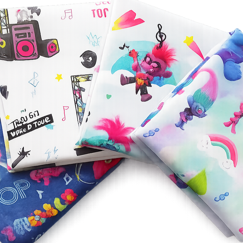 Trolls Pop Icon range - 4 x half metres -  Craft Cotton Co' 44" wide