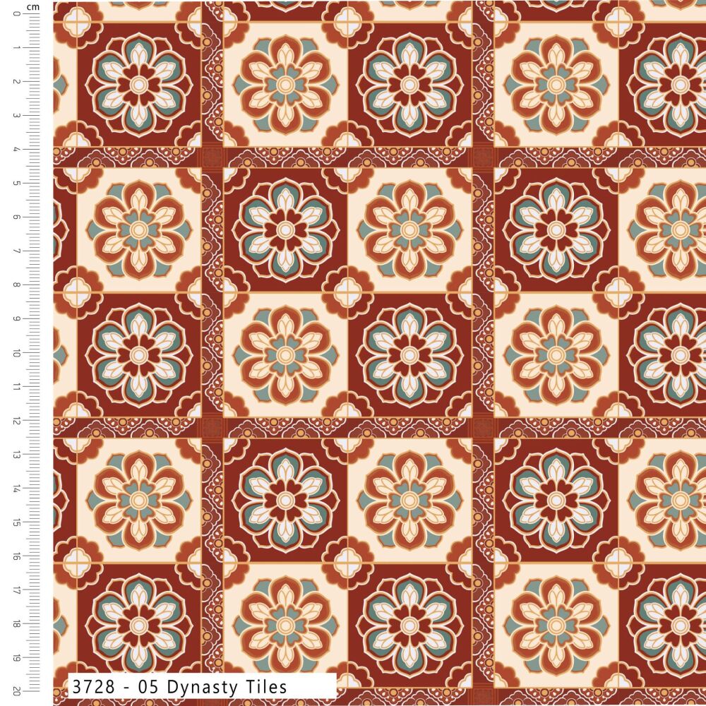 3m Pre-Cut 100% Cotton Fabric &ndash; [Dynasty tiles by Craft Cotton Co'] &ndash; 114cm Wide