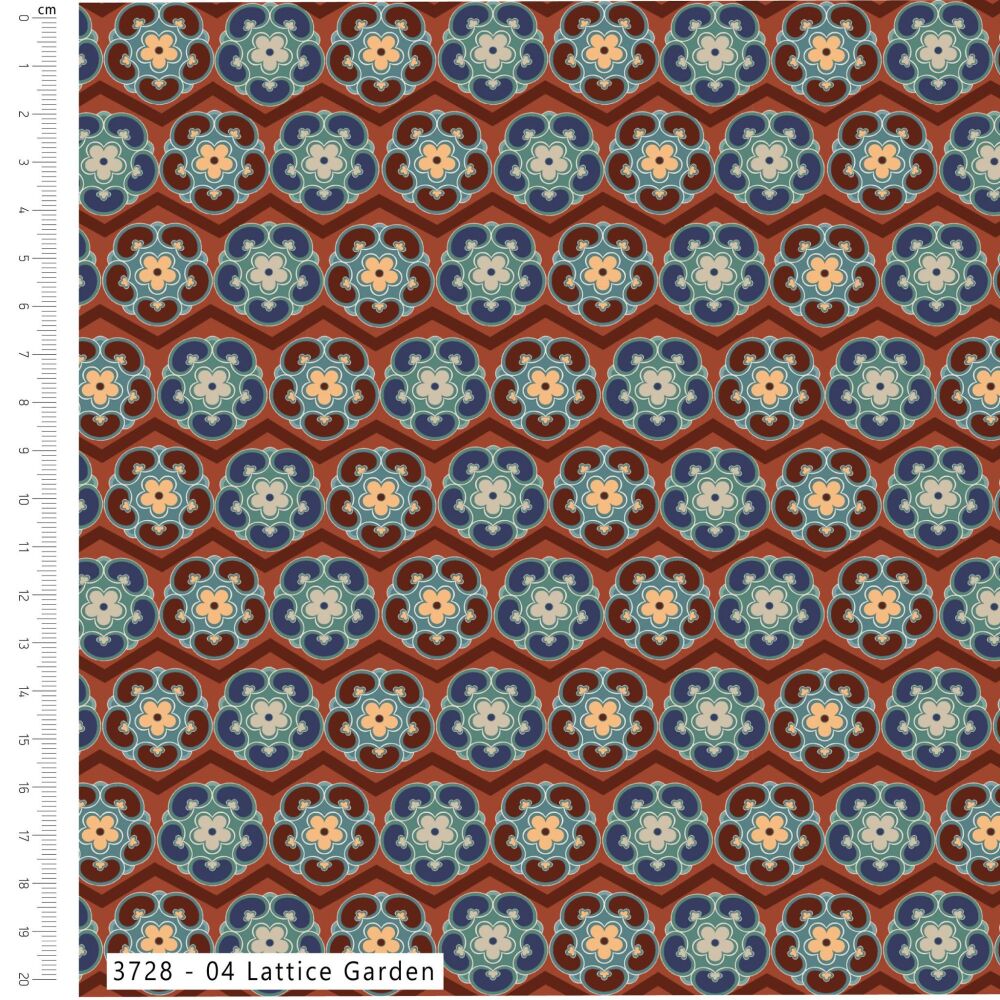 3m Pre-Cut 100% Cotton Fabric &ndash; [Lattice garden by Craft Cotton Co'] &ndash; 114cm Wide