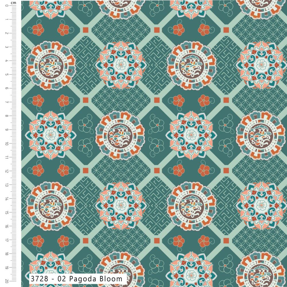 3m Pre-Cut 100% Cotton Fabric &ndash; [Pagoda bloom by Craft Cotton Co'] &ndash; 114cm Wide