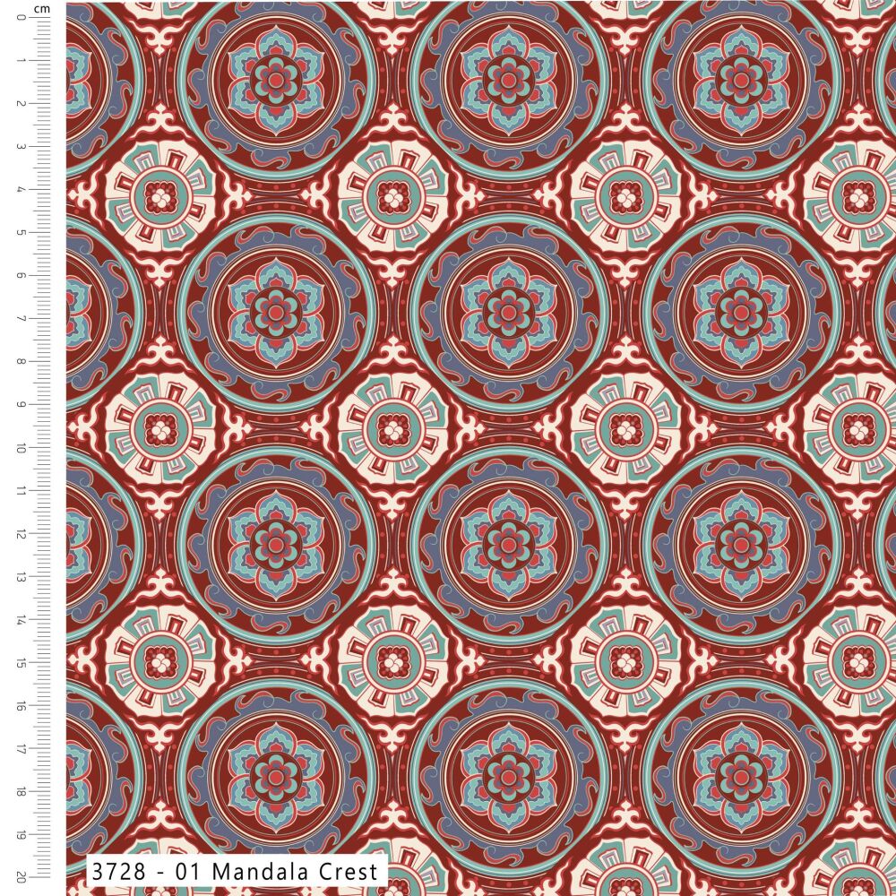 3m Pre-Cut 100% Cotton Fabric &ndash; [Mandala crest by Craft Cotton Co'] &ndash; 114cm Wide
