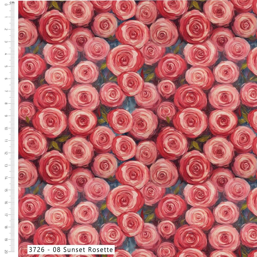 3m Pre-Cut 100% Cotton Fabric &ndash; [Sunset rosette by Craft Cotton Co'] &ndash; 114cm Wide
