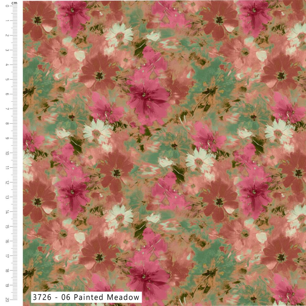 3m Pre-Cut 100% Cotton Fabric &ndash; [Painted meadow by Craft Cotton Co'] &ndash; 114cm Wide