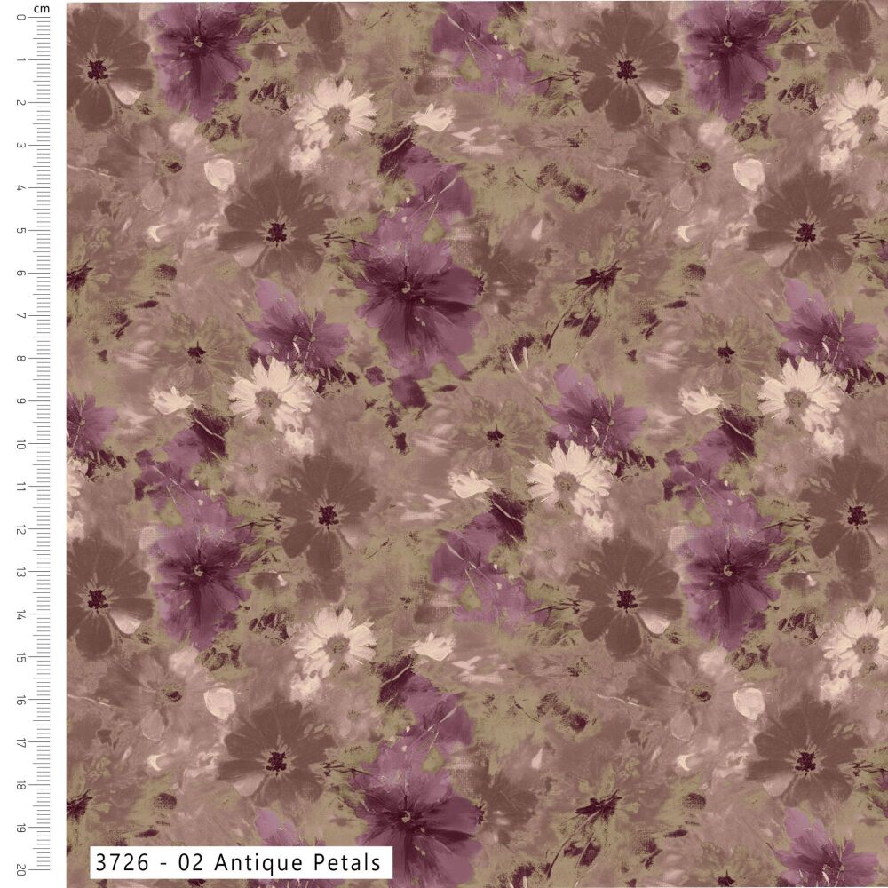 3m Pre-Cut 100% Cotton Fabric &ndash; [Antique petals by Craft Cotton Co'] &ndash; 114cm Wide