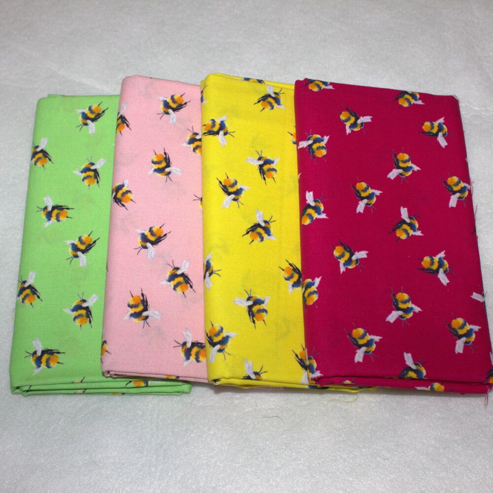 Crafty cotton - 4x half metres bee print bundle 54" wide