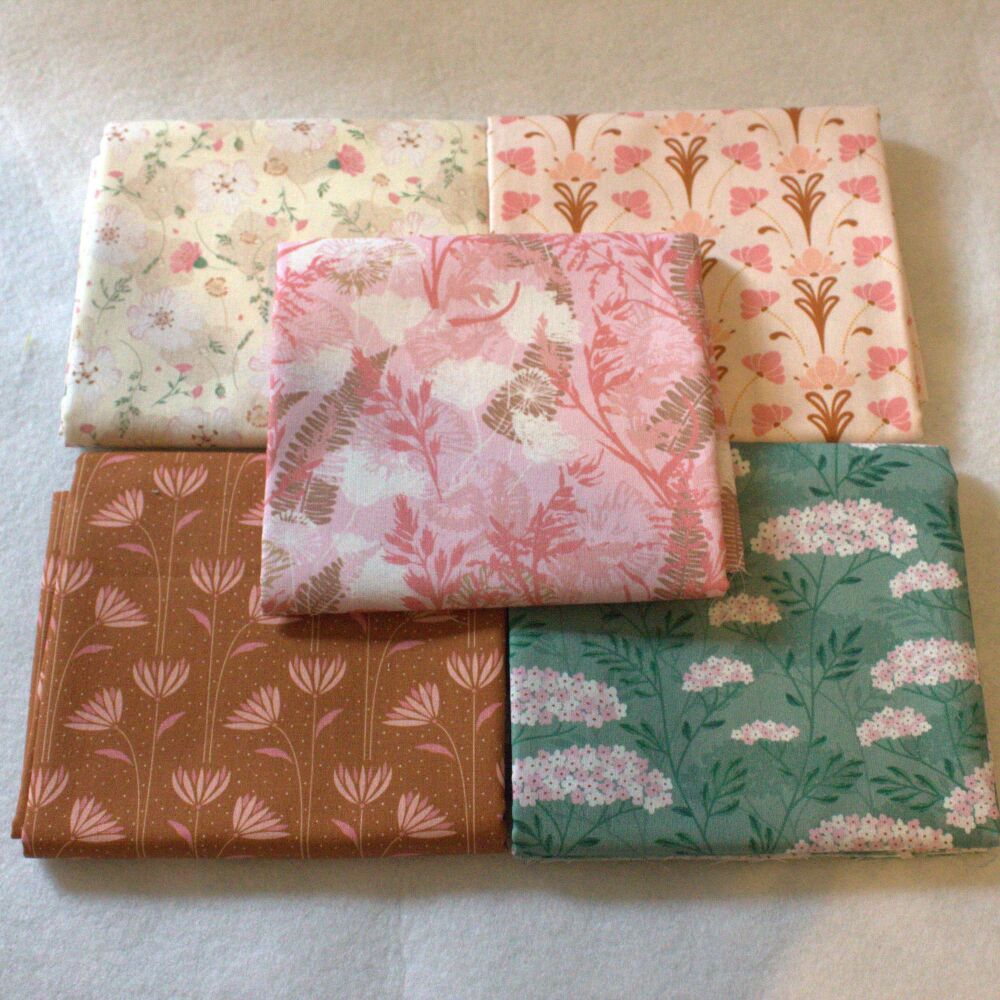 5x half metres floral bundle 44" wide - by Craft Cotton Co