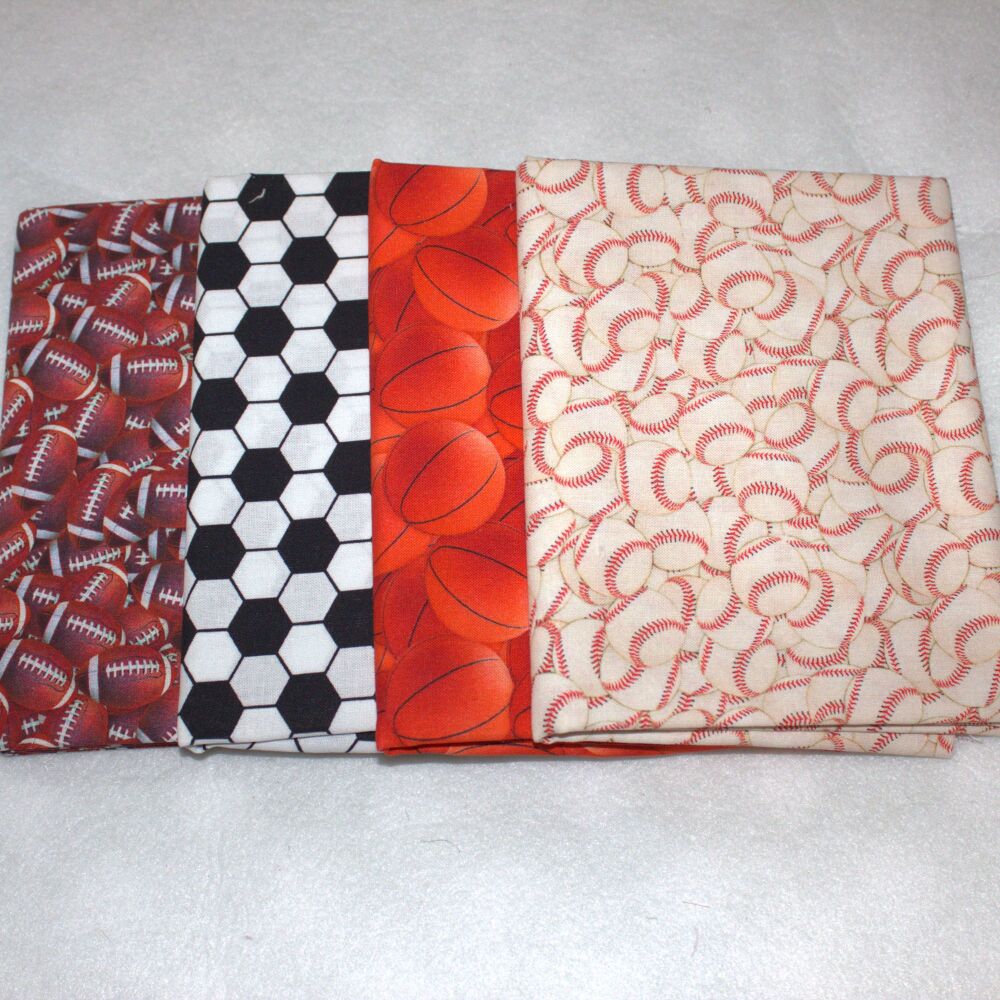 Crafty cotton - 4x half metres sports ball bundle 54" wide