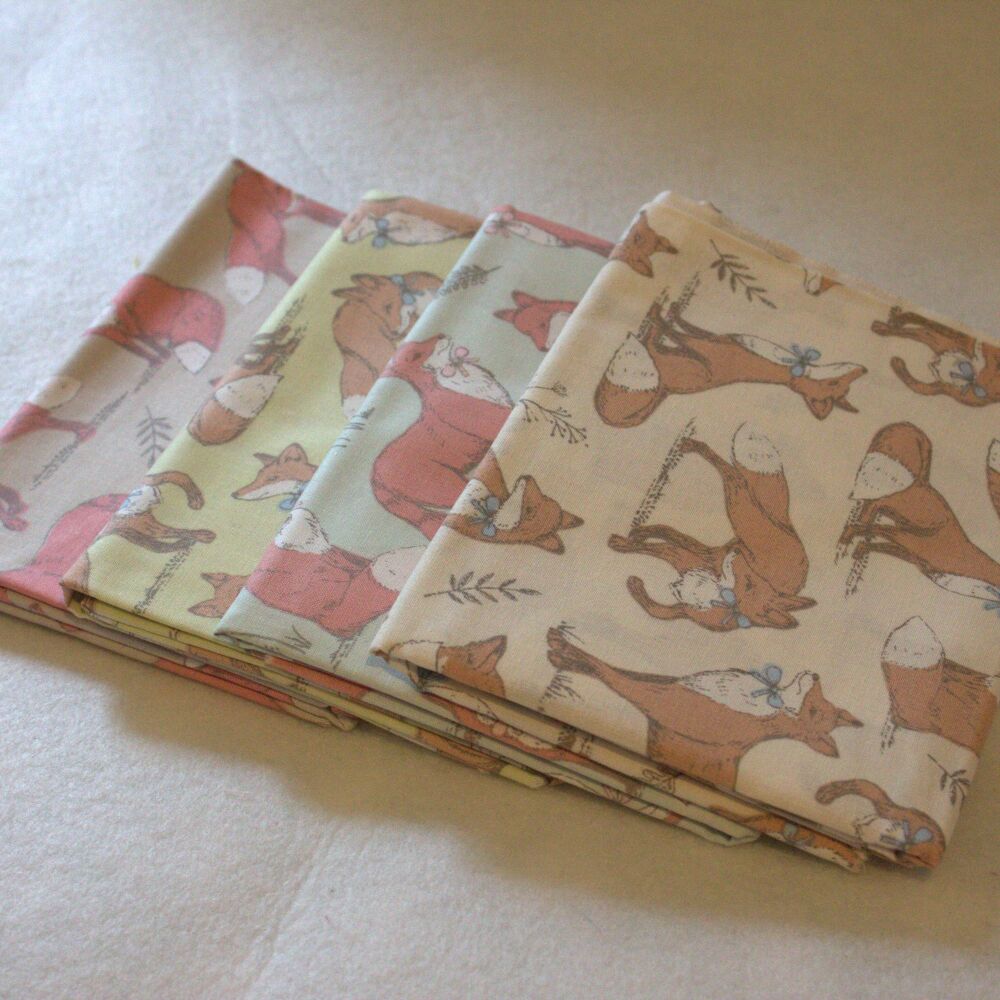 Chatham Glyn life style cotton - 4x half metres Mr and Mrs fox bundle 54" wide