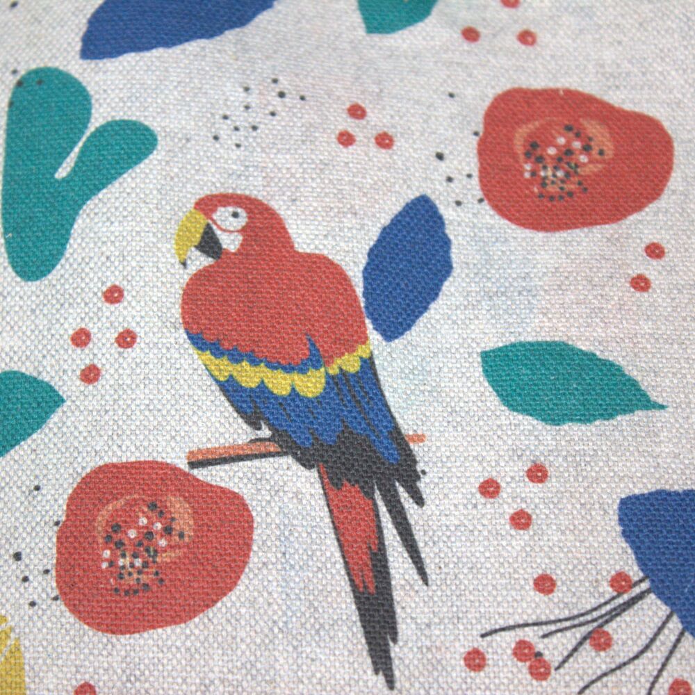 Crafty Linen Fabric - 3 Metre Pre-Cut Length | Linen Look Fabric | 140cm Wide [Parrots]