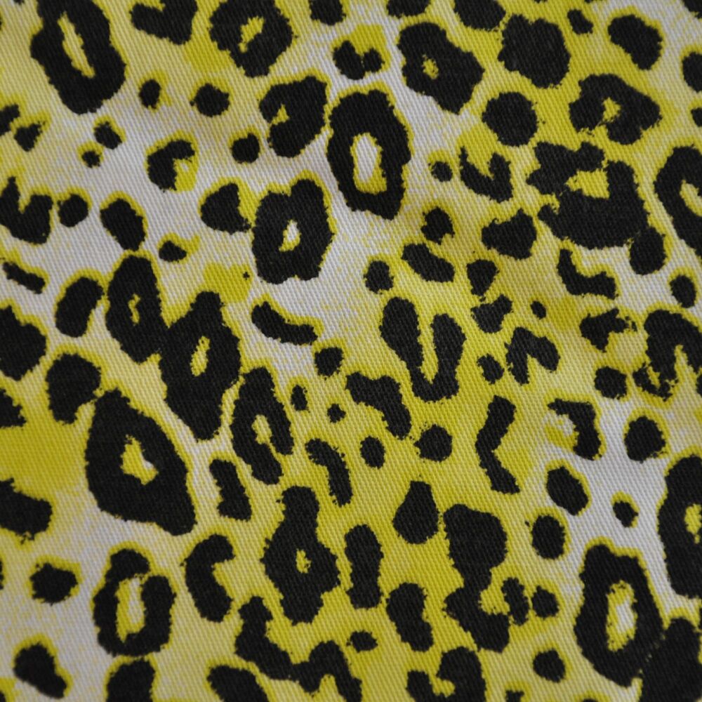 Canvas twill, med weight for cushions, bags etc. 3 METRE PRE CUT length, 54 inch wide [yellow leopard print]