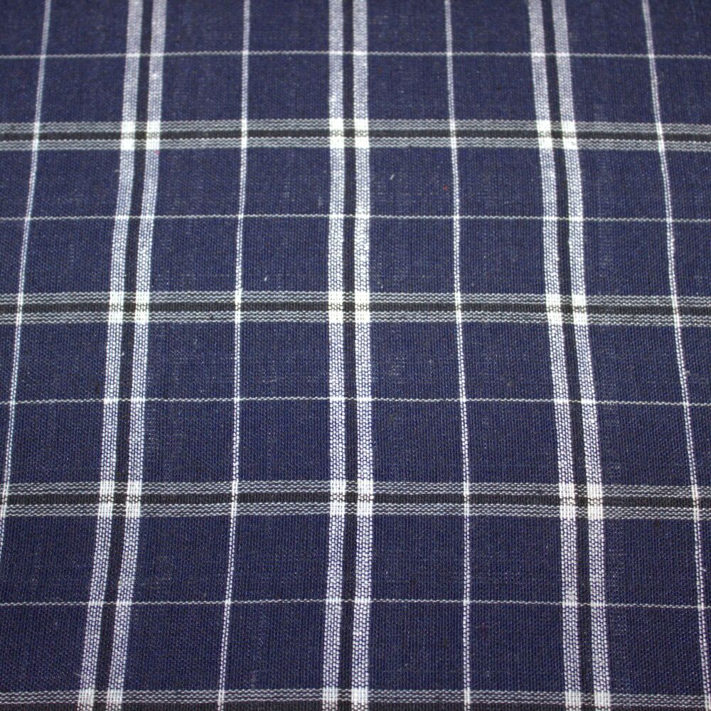 Woven check, 3 METRE PRE CUT length, 54 inch wide dark blue and white check