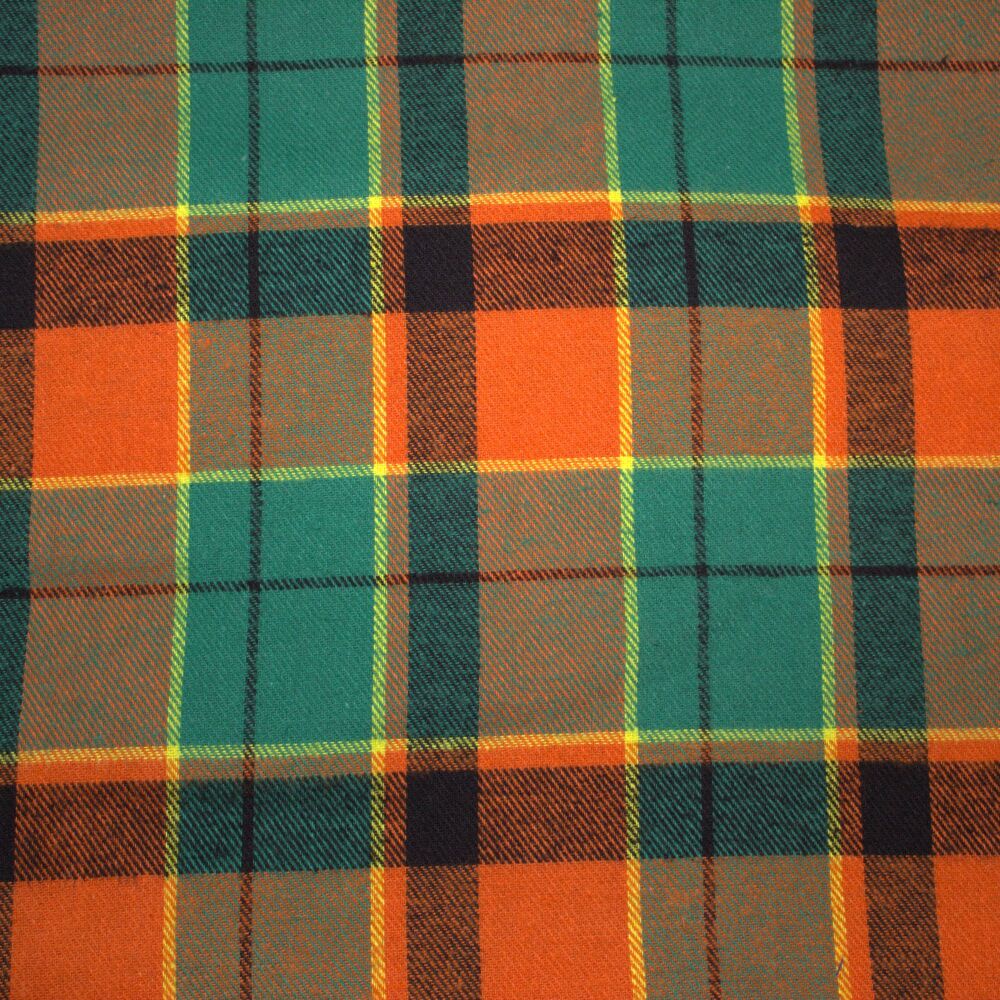 Woven check, 3 METRE PRE CUT length, 54 inch wide Green, orange check