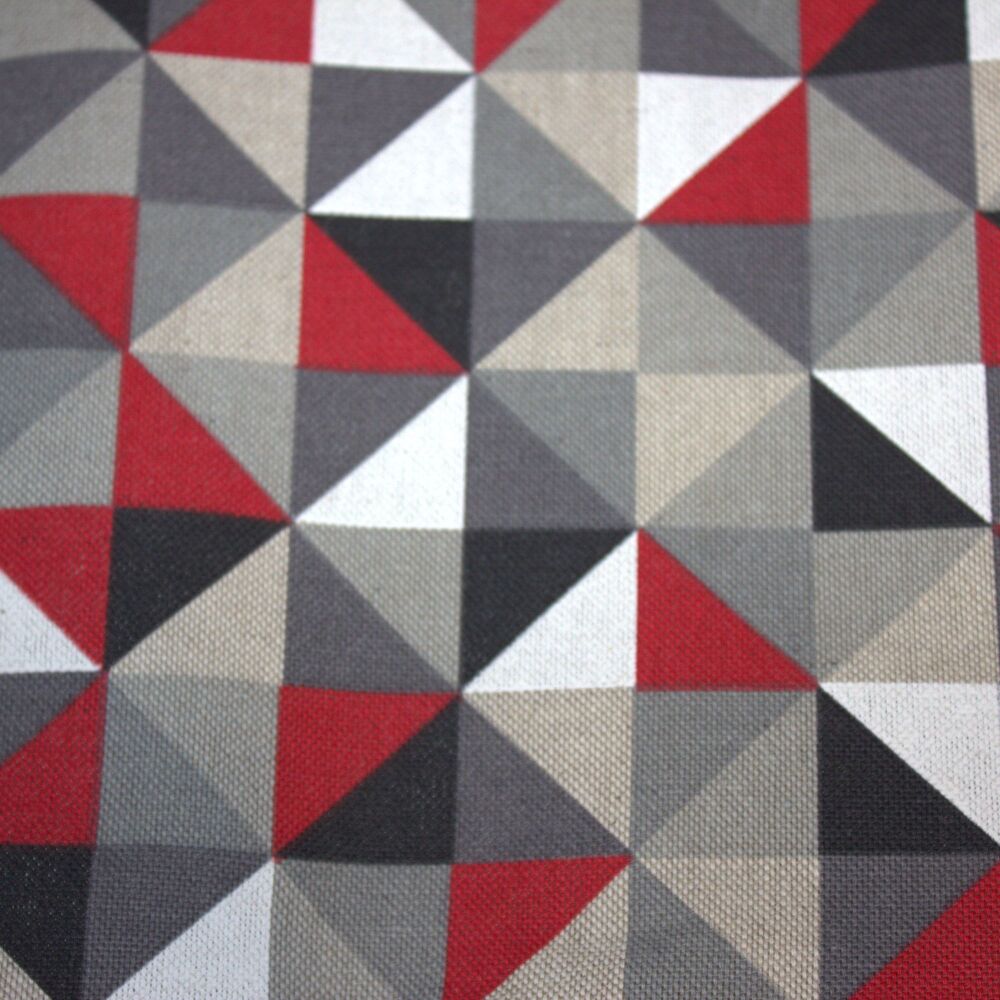 Crafty Linen Fabric - 3 Metre Pre-Cut Length | Linen Look Fabric | 140cm Wide [Red black geometric]