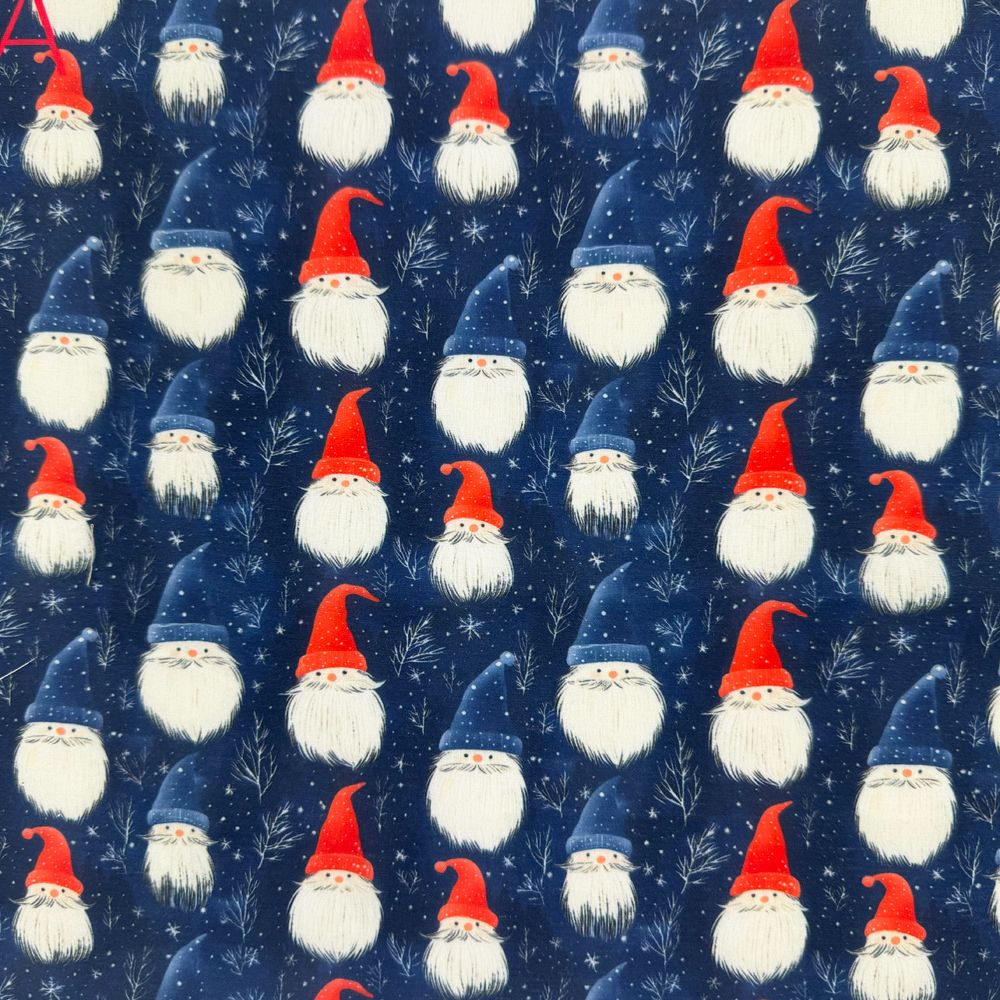3 Metre pre cut length - 80/20 Polycotton &ndash; [DESIGN 125 Winter Gnomes] &ndash; 112cm Wide