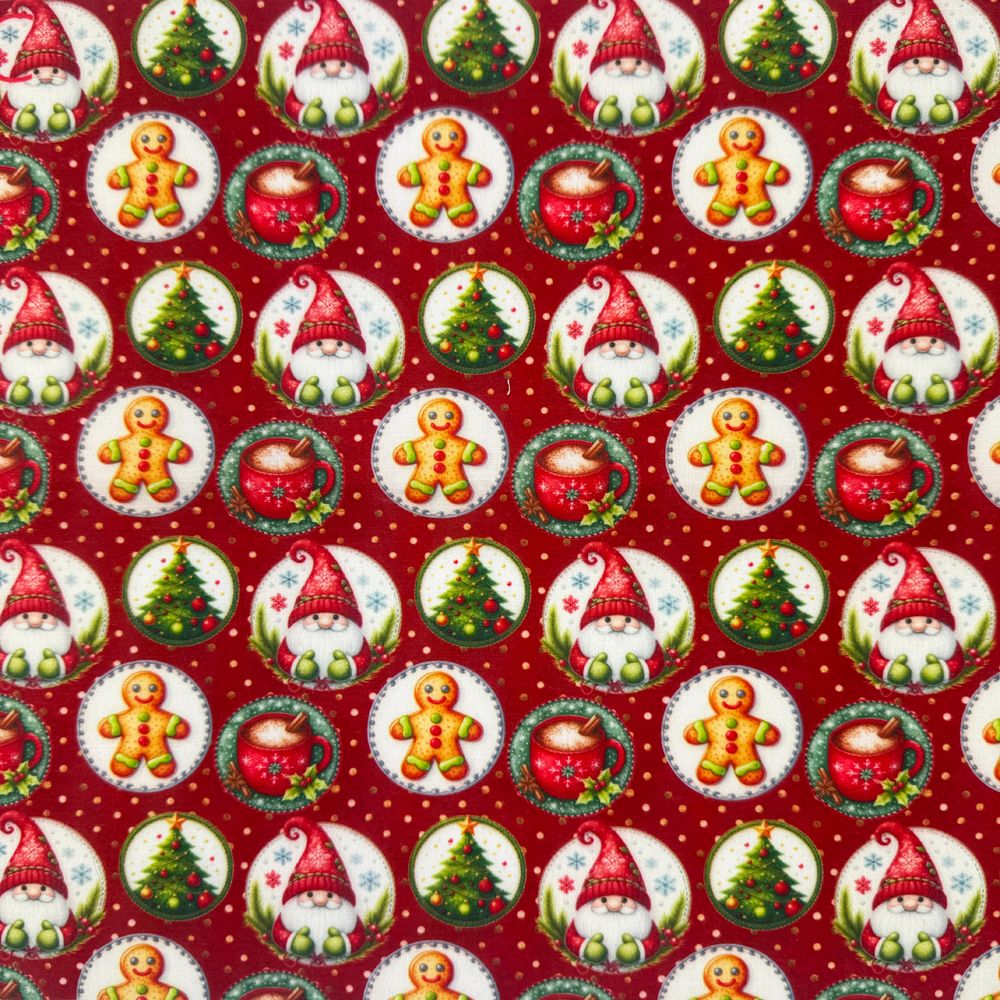 3 Metre pre cut length - 80/20 Polycotton &ndash; [DESIGN 128 Festive Treats] &ndash; 112cm Wide