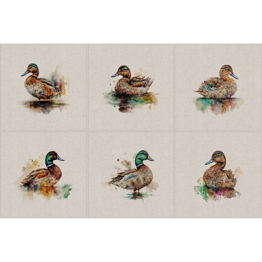 Set of 6 Crafty Linen 18" x 18" panels for cushions etc DUCK