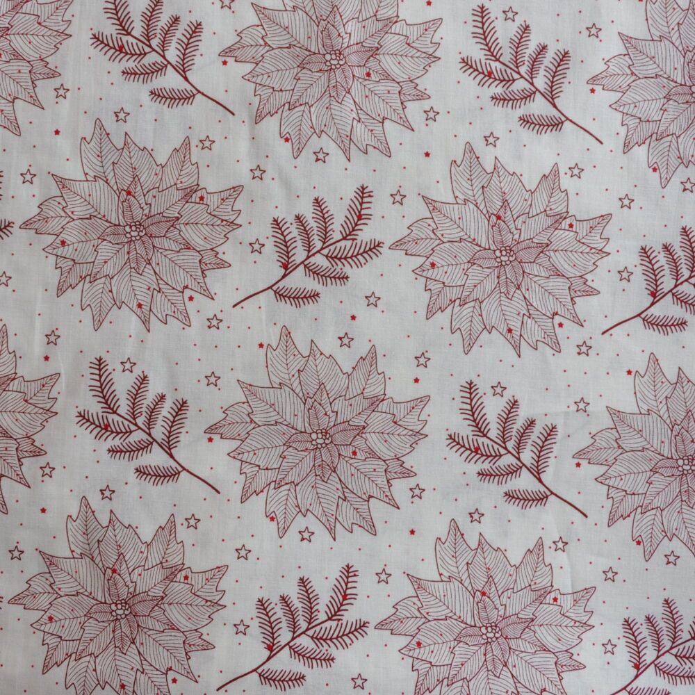 3m Pre-Cut 100% Cotton Fabric &ndash; [Christmas leaves and Foliage] &ndash; 54" Wide