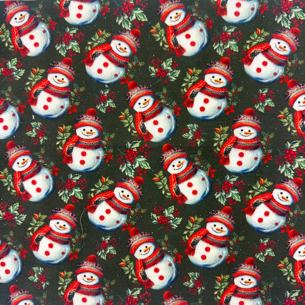 3 Metre pre cut length - 80/20 Polycotton &ndash; [DESIGN 146 Snowman Snuggles] &ndash; 112cm Wide