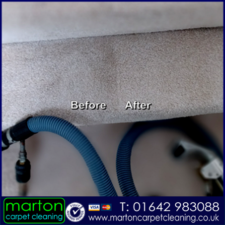 Cream wool stairs carpets. Before and after. Manor Carpet Cleaning, Marton in Cleveland.