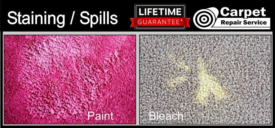 Paint and bleach carpet repairs from Manor Carpet Repairs in North Yorkshire, Cleveland and County Durham