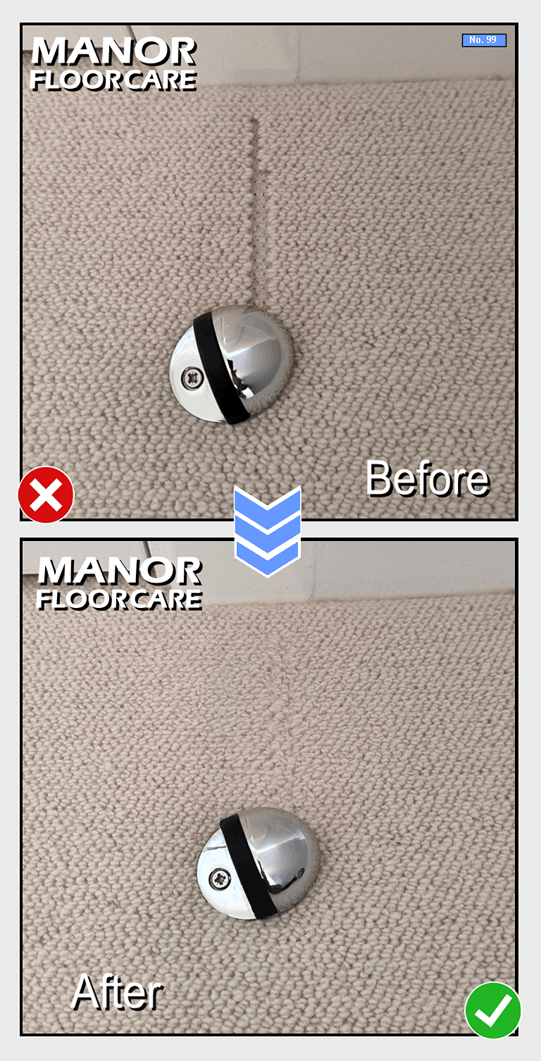 Loop pile - pulled row after fitting a door stop - Rethreaded. Carpet rethread in Stokesley, North Yorkshire