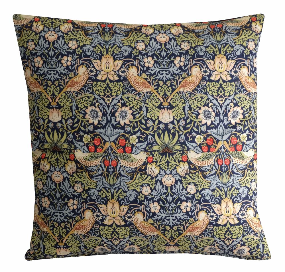 William Morris Strawberry Thief Indigo Floral Cushion Cover - Various Sizes