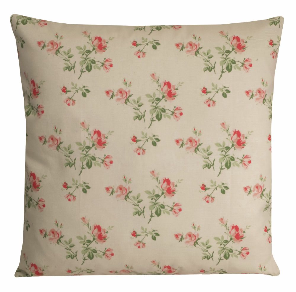 French Country Floral Cushion Cover - White/Pink - Various Sizes