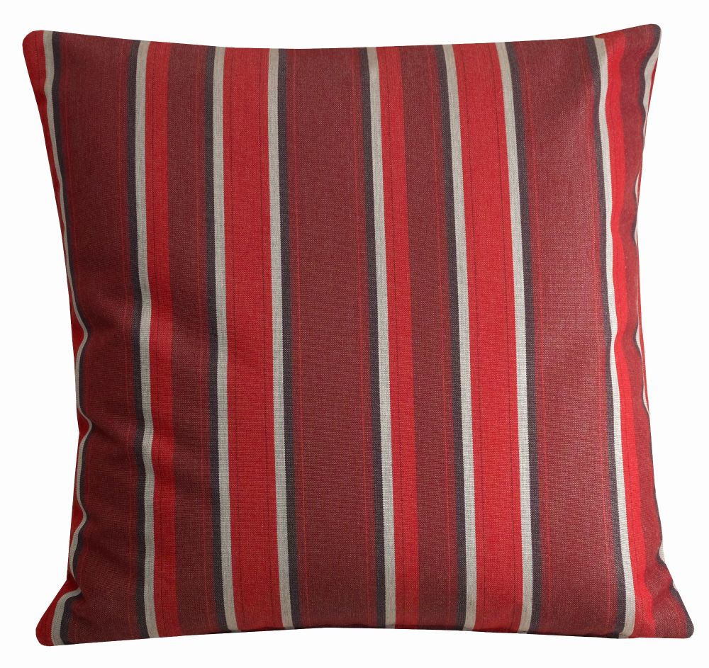 Burgundy Striped Water Resistant Garden Cushion Cover (45x45cm)