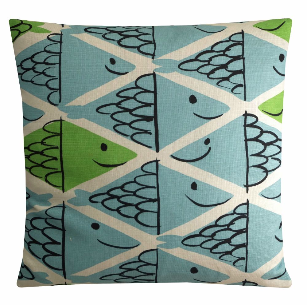 Schumacher Fish School Cushion Cover - Vera Neumann Mid Century Modern Pillow (45x45cm)