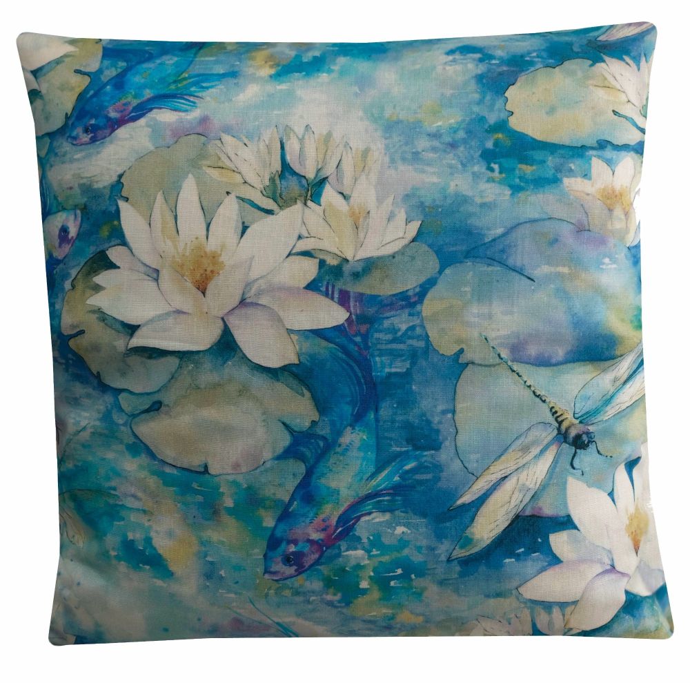 Matthew Williamson Water Lily Cushion Cover, Blue (45x45cm)