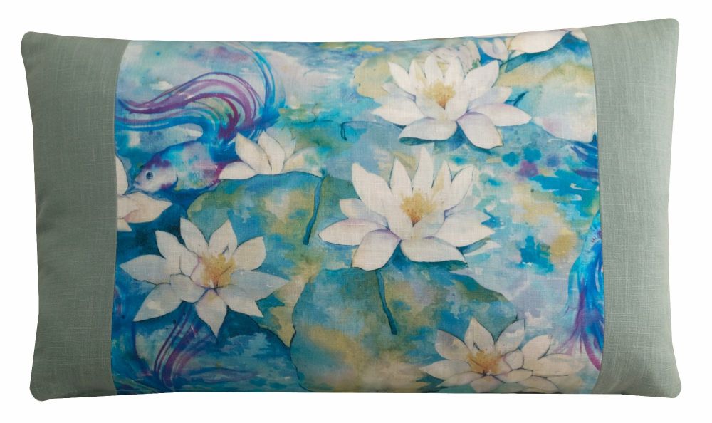 Blue Water Lilies Print Cushion Cover (30x50cm)