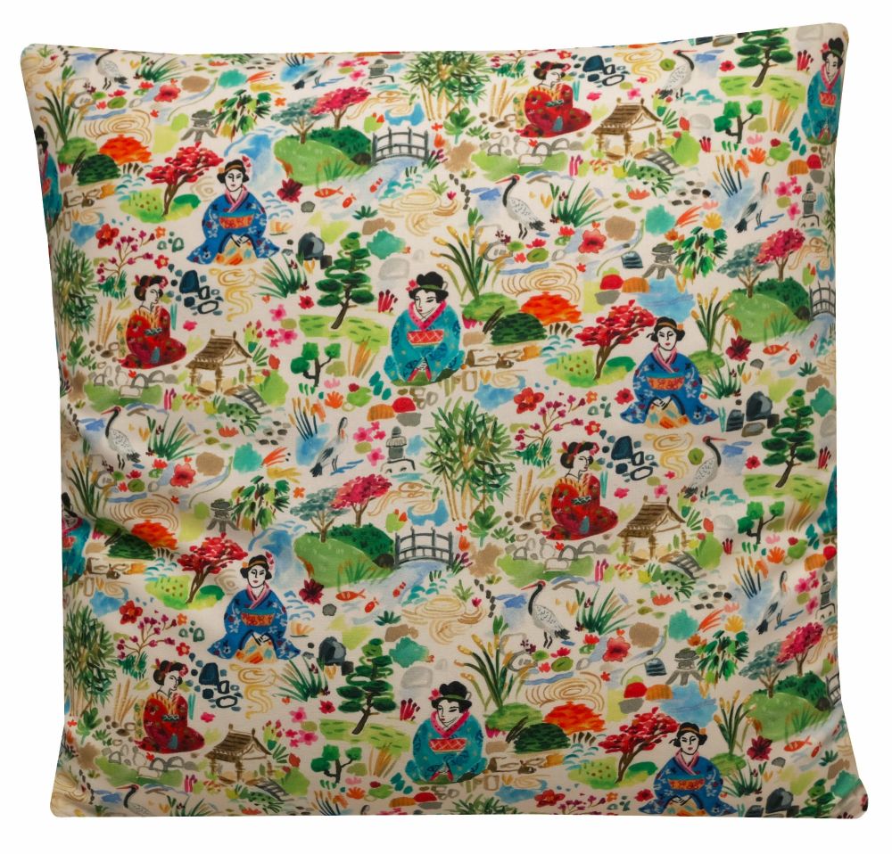 Colourful Geisha Print Cushion Cover  in 100% Cotton  (45x45cm)