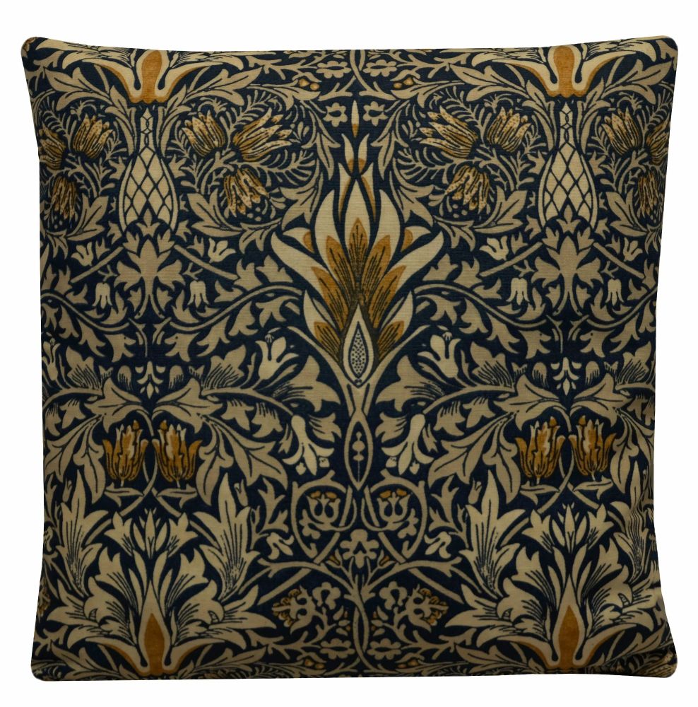 William Morris Snakeshead Cushion Cover - Indigo/Hemp