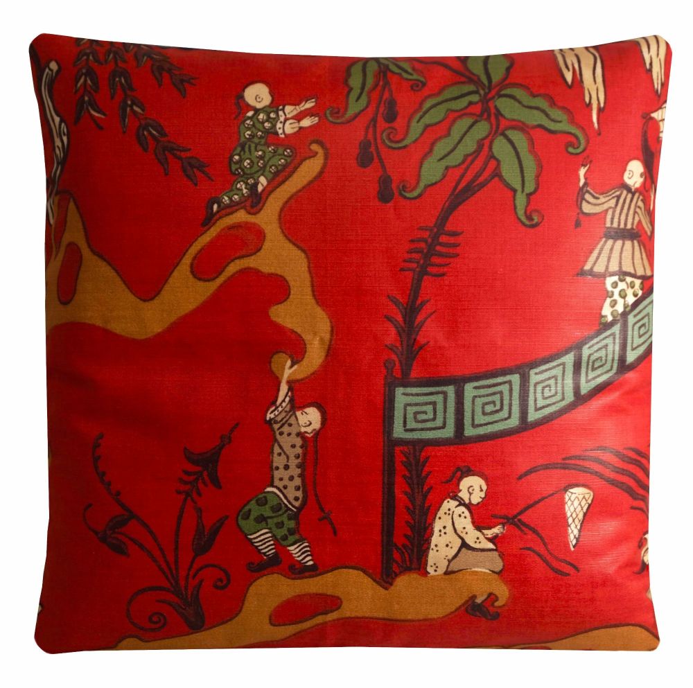 Sanderson Pagoda River Cushion Cover - Red/Gold
