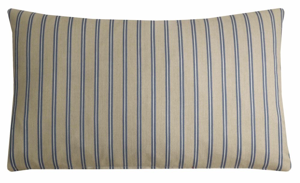 Grey and Blue Ticking Stripe Cushion Cover